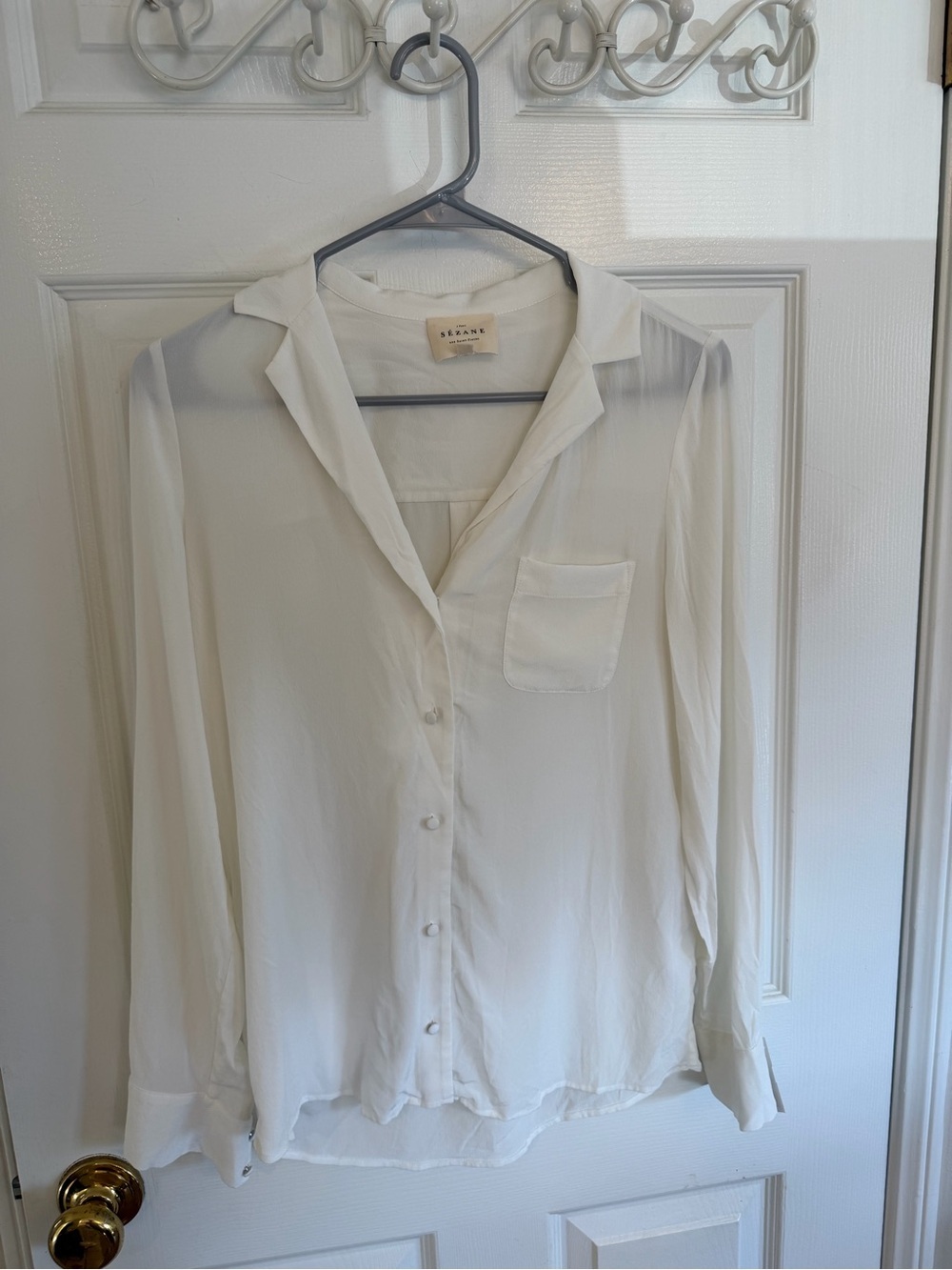 Sezane Florence Shirt 100% Silk Button-Front Blouse White Size S (EUR 32) - Picture 4 of 10